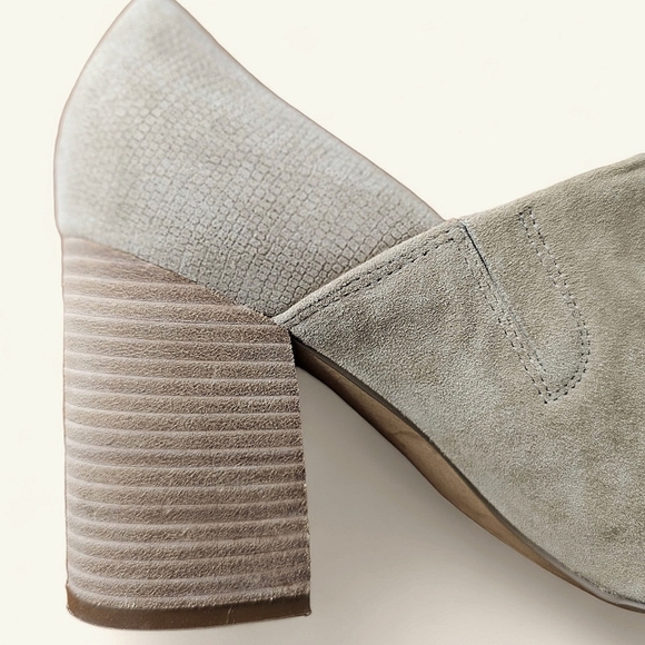 Anthropologie/Franco Sarto Ellison Taupe Suede Open Toe Block Heels Size 10M - Picture 12 of 13